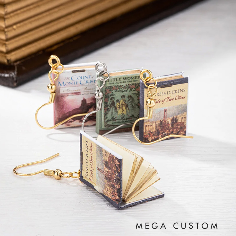 Miniature Book Cover Dangle Drop Earrings for Reading Lovers Writer Librarian Book Lovers Gift