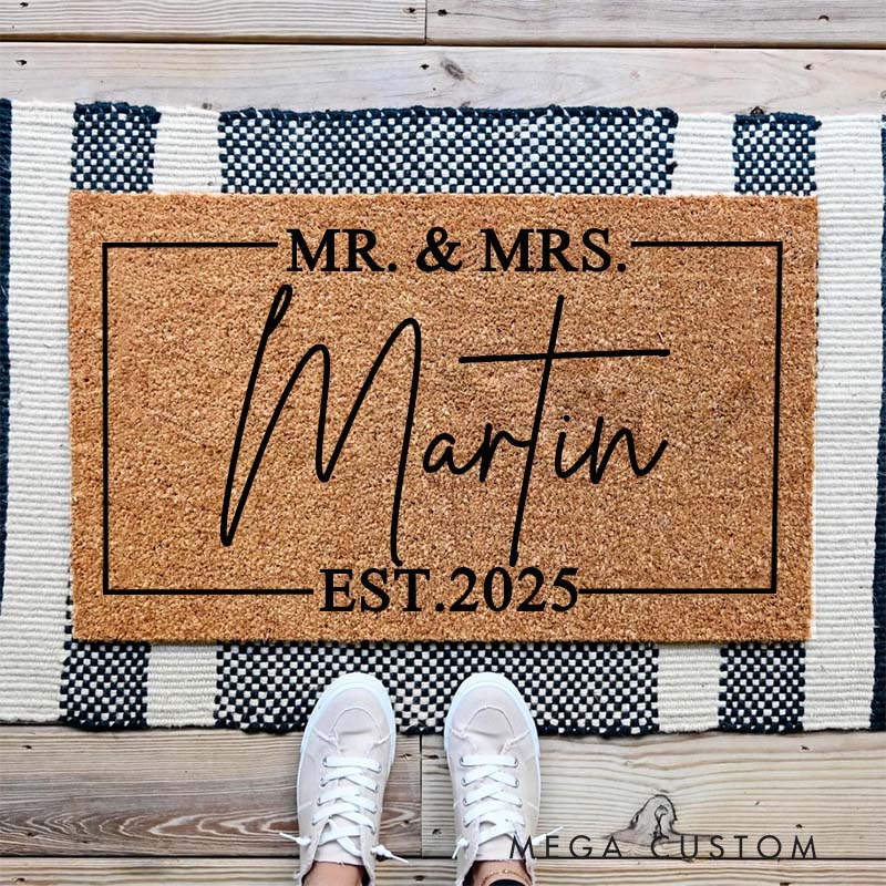 Personalized Mr & Mrs Doormat Last Name Doormat Stylish Housewarming Gift for Newlyweds Wedding Gift New Home Gift First Home Gift for Couple