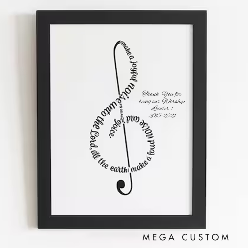 Personalized Psalm 98 Music Treble Clef Scripture Bible Verse Word Art Music Lover Gift Christian Music Studio Decor Frame Not Included