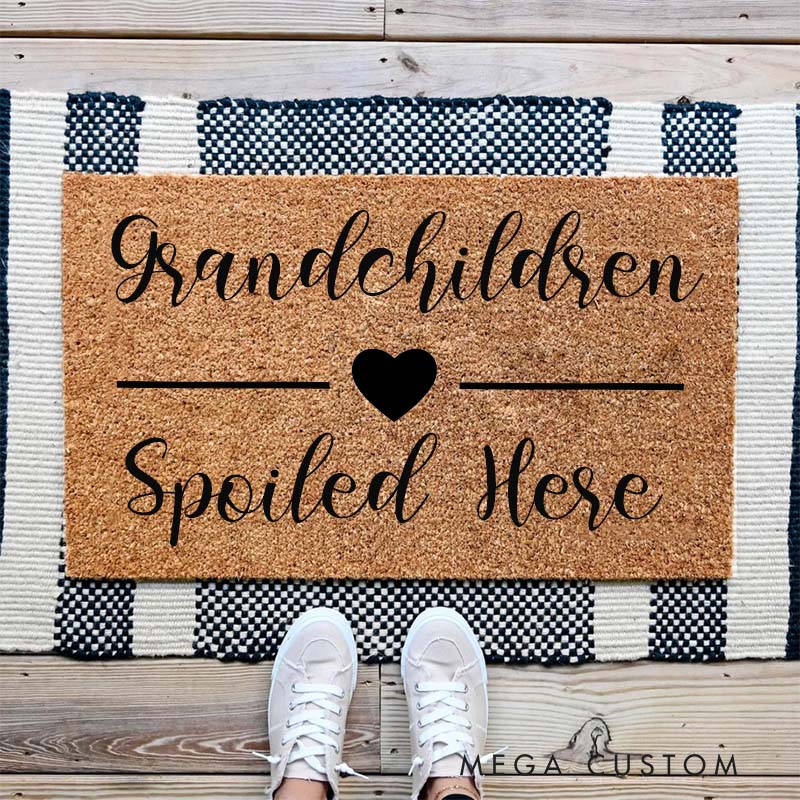 Personalized Grandkids Spoiled Here Doormat Housewarming Gift New Home Gift Grandparents Doormat Gifts for Christmas Grandchildren Doormat Welcome Mat