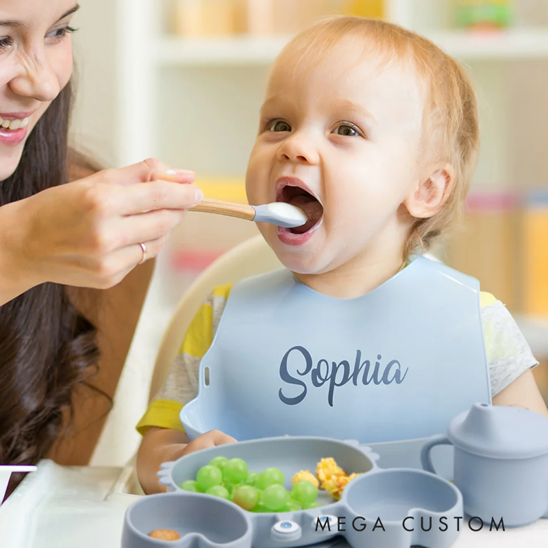 Personalized Silicone Baby Feeding Set Crab Shape Divided Plate Suction Cup Supplies for Toddler Weaning