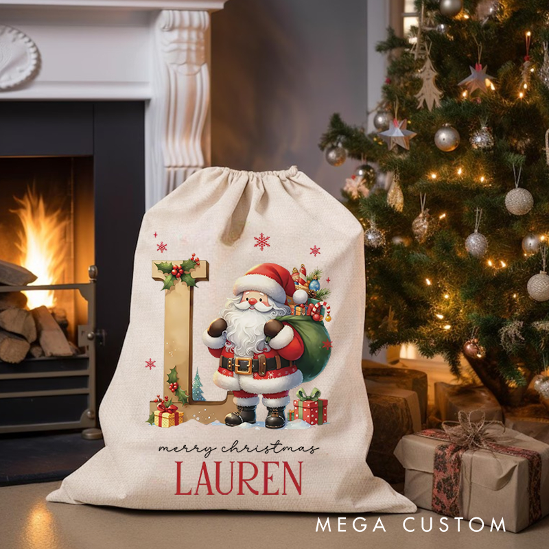 Personalized Santa Claus Christmas Gift Bags Custom Santa Design Christmas Bag Christmas Present Bag Holiday Gift Bags for Kids