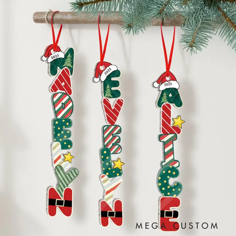 [Copy]Personalized  Gingerbread Alphabet Ornament Kids Name Ornament, Christmas Tag for Stockings 