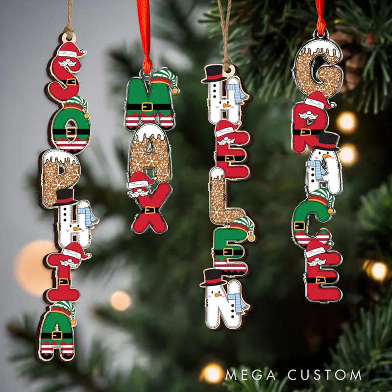 [Copy]Personalized Christmas Name Letter Ornament 2025 Custom Christmas Tag Stocking Tag Christmas Gift 