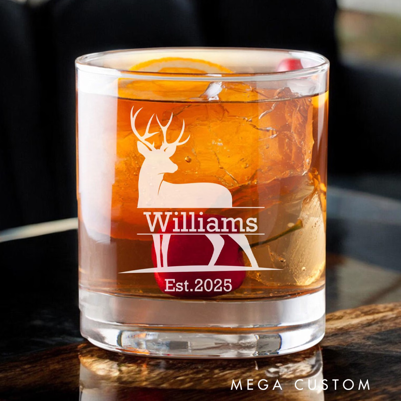 Personalized Hunting Whiskey Glass Custom Hunter Lover Whiskey Glass Deer Hunter Gift for Boyfriend Husband