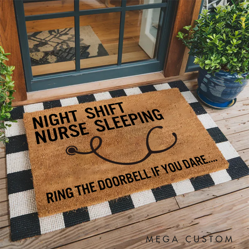 Night Shift Nurse Sleeping Doormat Funny Doormat Nurse Appreciation Gift Housewarming Gift 
