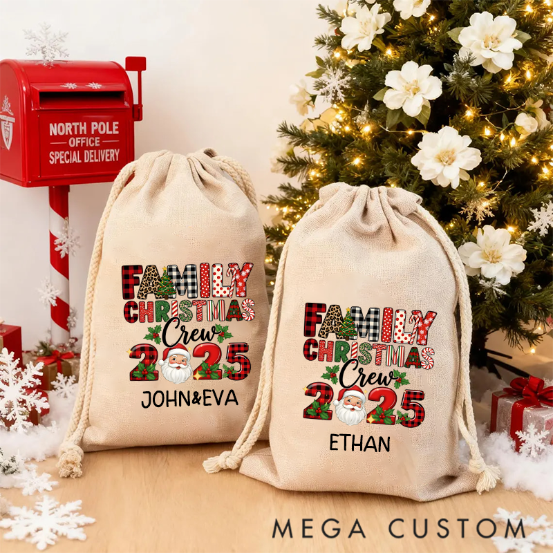 Personalized Retro Family Christmas Squad Christmas Sack