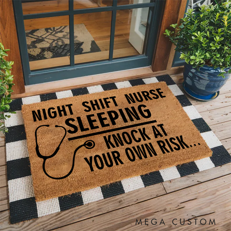 Night Shift Nurse Sleeping Doormat Funny Doormat Nurse Appreciation Gift Housewarming Gift 