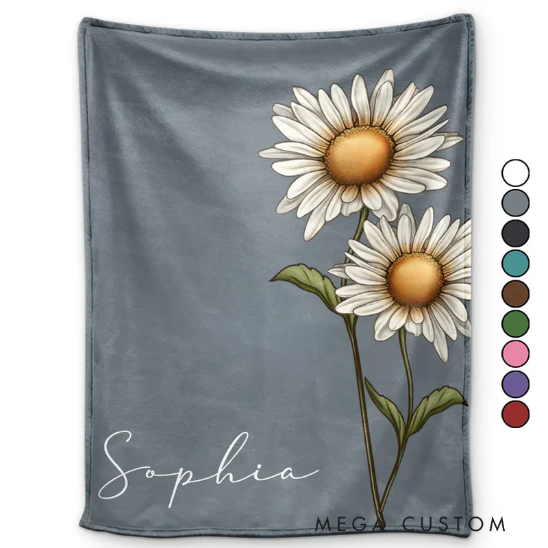 Personalized Birth Month Flowers Bloom Where You're Planted Custom Flannel Blanket Gift for Gardening Lovers Mother's Day Gift