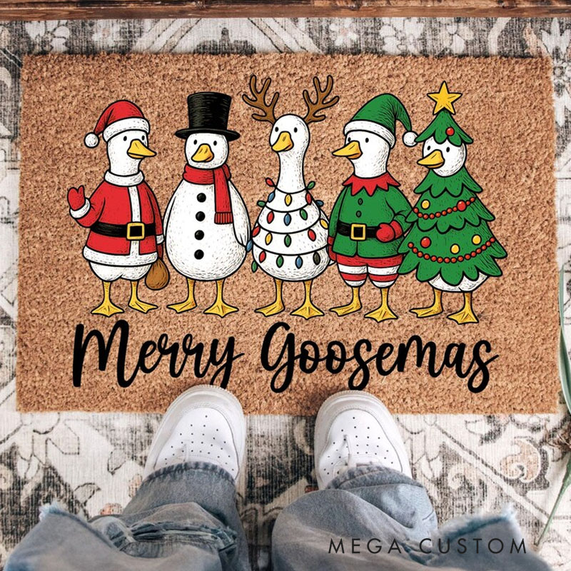 Personalized Merry Goosemas Doormat Funny Christmas Doormat Holiday Welcome Mat Cute Goose Santa Snowman Doormat Christmas Home Decor Gift Xmas Gift