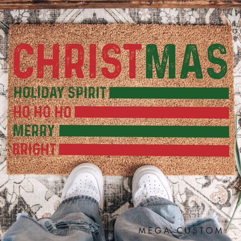 Personalized Christmas Doormat Tis The Season Christmas Doormat Custom Buffalo Plaid Tree Welcome Mat Holiday Porch Decor Rustic Farmhouse Entry Rug