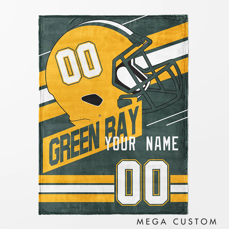 Personalized Football Blanket with Iconic Helmet and Custom Details  