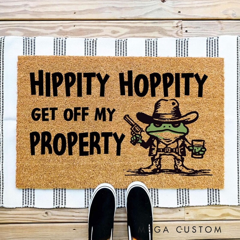 Personalized Hippi.ty Hopp.ity Get Off My Property Doormat Welcome Doormat Funny Doormat Funniest Mat New Home Gift Housewarming Gift Funny Gift