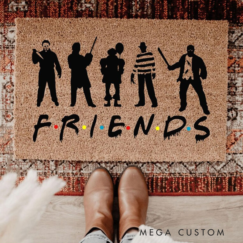Personalized Friends Horror Halloween Doormat In This House We Horror Doormat Halloween Creepy Rug Scary Doormat Halloween Decor Halloween Gifts
