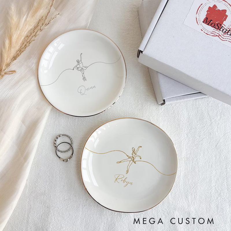 Personalized Ballerina Jewelry Dish Dance Gift For Little Girls Dance Teacher Recital Gifts Ballet Dancer Trinket Tray Dance Team Ring Holder
