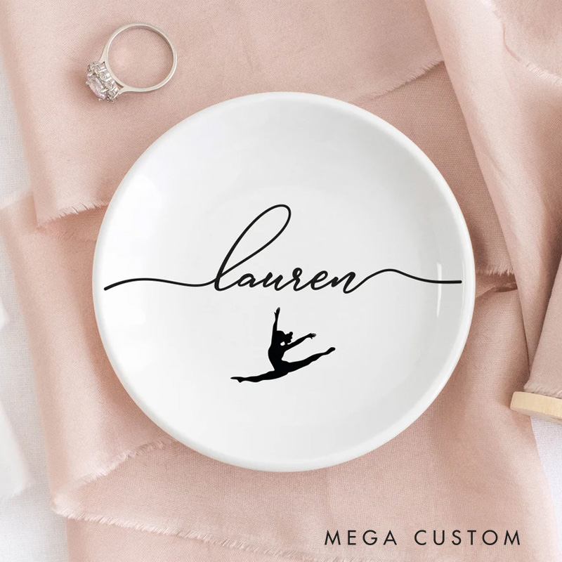 Personalized Dancing Jewelry Dish Dance Gift For Little Girls Dance Teacher Recital Gifts Ballet Dancer Trinket Tray Dance Team Ring Holder