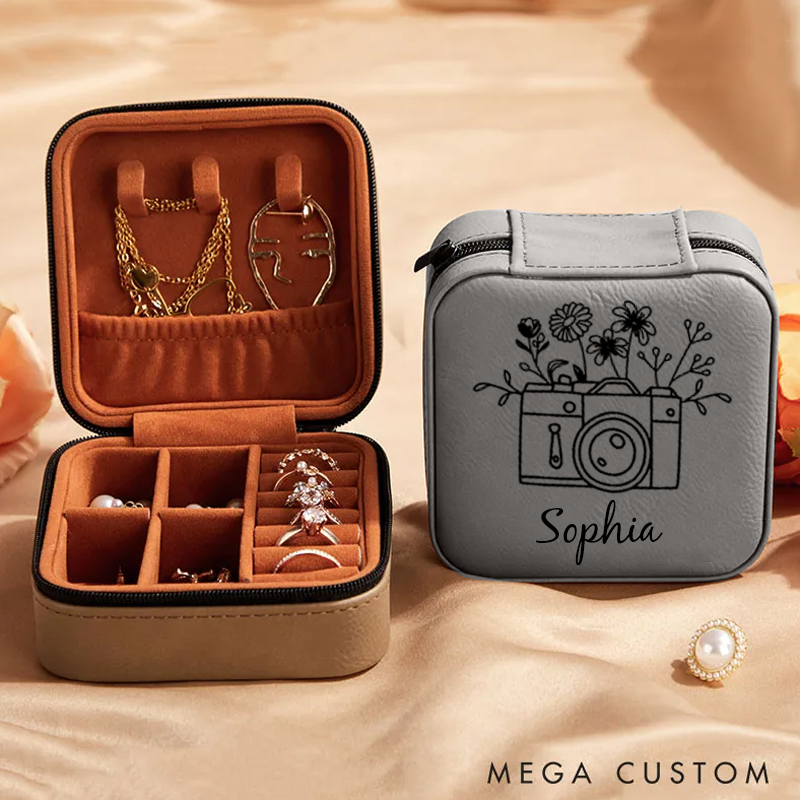 Personalized Photographer Jewelry Box Camera Gifts for Girls Travel Jewelry Box With Name Gift for Photographer Camera Lover