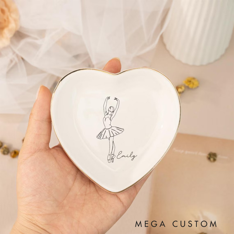 Personalized Ballet Jewelry Dish Dance Gift For Little Girls Dance Teacher Recital Gifts Ballet Dancer Trinket Tray Dance Team Ring Holder