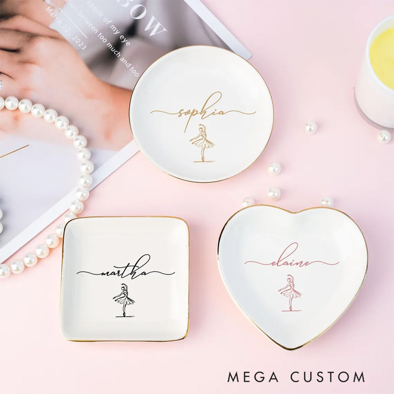 Personalized Ballet Girl Jewelry Dish Dance Gift For Little Girls Dance Teacher Recital Gifts Ballet Dancer Trinket Tray Dance Team Ring Holder