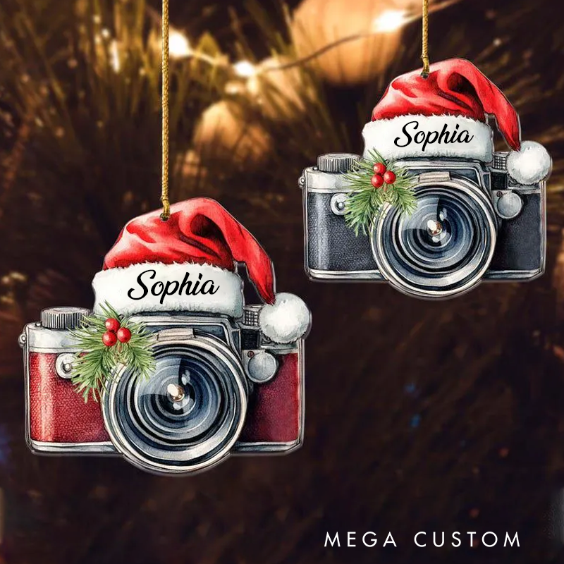 Personalized Photographer 2D Flatten Ornament Christmas 2025 Camera Lover Acrylic Ornament Christmas 2025 Gift Xmas Tree Decor