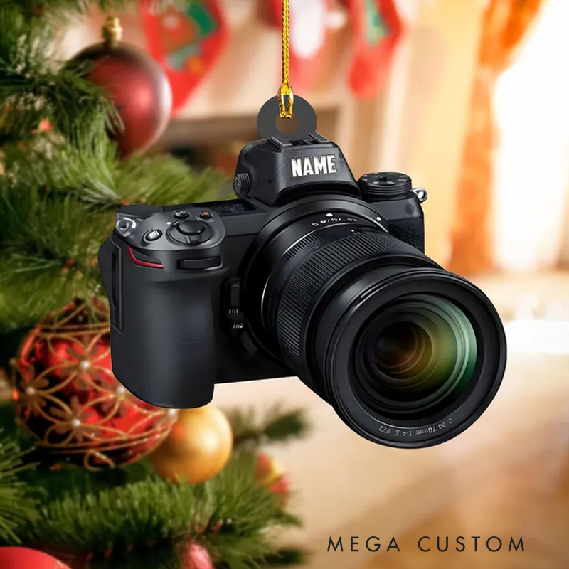 Personalized Camera Christmas Ornament Gift for Photographer Camera Photographer Flat Christmas Ornament, Photographer Ornament Xmas Decor