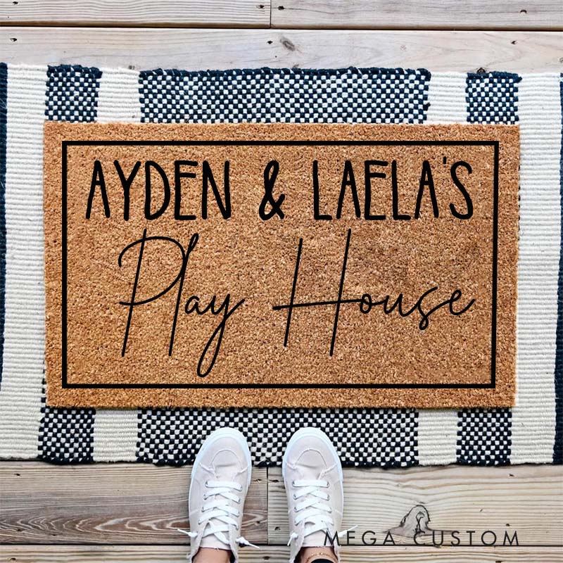Personalized Home Doormat Custom Playhouse Doormat Personalized and Whimsical Housewarming Gift Welcome Mat for Home