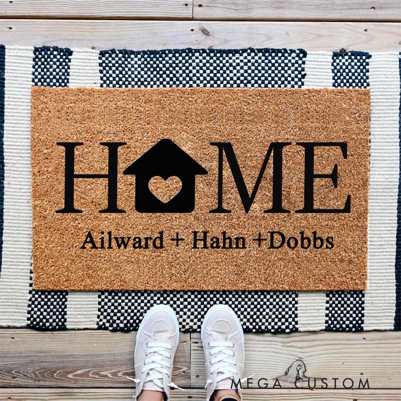 Personalized Heartfelt Home Doormat Custom Welcome Front Doormat Housewarming Gifts First Home Couple Gift Closing Gift New Home Gift