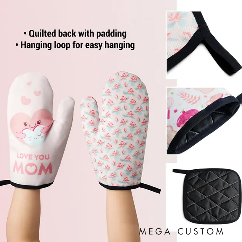 Personalized Face Oven Mitt and Pot Holder Set for Bakers Baking Lovers Gift