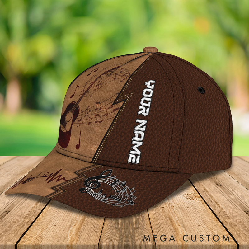 Personalized Name 3D Print Baseball Cap With Adjustable Snap for Music Lover Perfect Music Lovers Guitar Lovers Custom Gift Hat