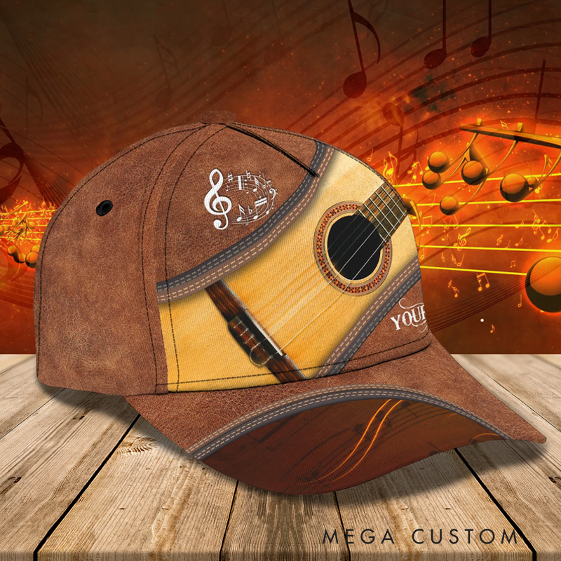 Personalized Name 3D Print Baseball Cap With Adjustable Snap for Music Lover Perfect Music Lovers Guitar Lovers Custom Gift Hat