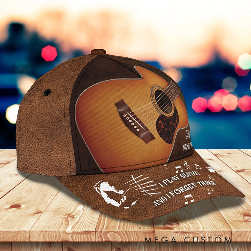 Personalized Name 3D Print Baseball Cap With Adjustable Snap for Music Lover Perfect Music Lovers Guitar Lovers Custom Gift Hat