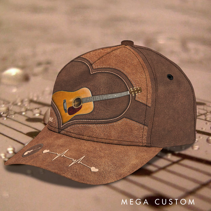 Personalized Name 3D Print Baseball Cap With Adjustable Snap for Music Lover Perfect Music Lovers Guitar Lovers Custom Gift Hat
