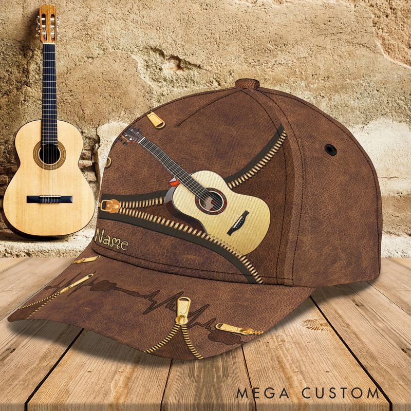 Personalized Name 3D Print Baseball Cap With Adjustable Snap for Music Lover Perfect Music Lovers Guitar Lovers Custom Gift Hat