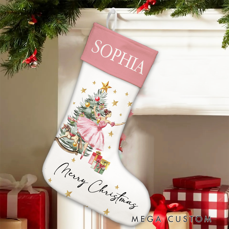 Personalized Christmas Santa Stocking Christmas Nutcracker Ballerina Reindeer Stocking for Christmas Special Delivery Kids Stocking