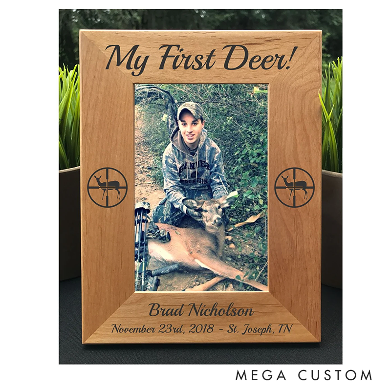 Personalized Deer Hunting Picture Frame First Deer Photo Picture Frame Hunting Gift