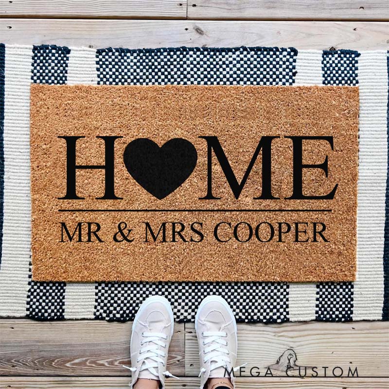 Personalized Home Doormat Custom Front Doormat First Home Couple's Gift Housewarming Gifts Couples and New Beginnings Closing Gift New Home Gift