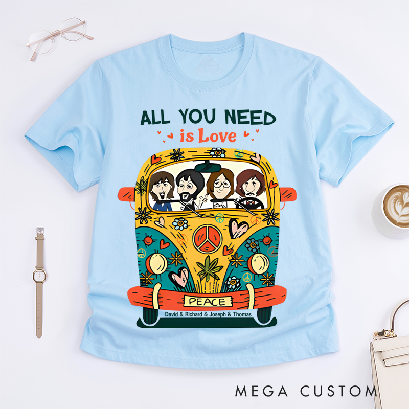 Personalized Classic T-Shirts Retro Hippie Graphic Tee Perfect for Classic Rock and Hippie Style Lovers and 60s Music Fans T-Shirt