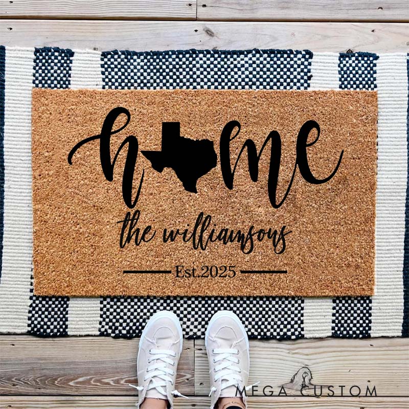 Personalized American State Mat Pick Your State Housewarming Gift Custom Personalized Rug Gift State Silhouette Doormat Closing Gift Front Door Mat