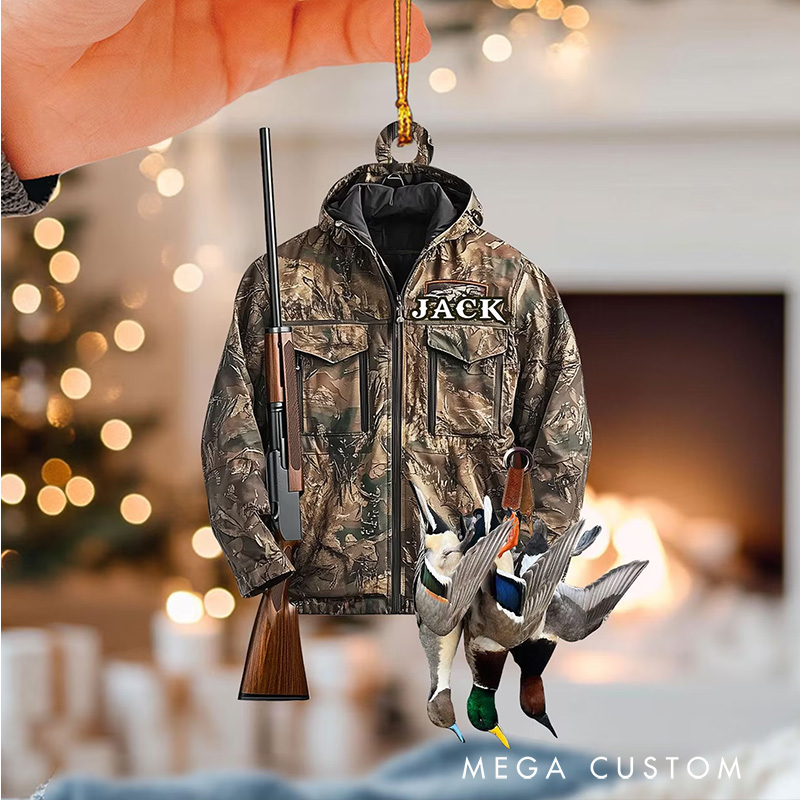 Personalized Hunting Ornament Custom Duck Hunting Christmas Tree Ornament Hunting Vest Christmas Gift for Hunter Dad Husband