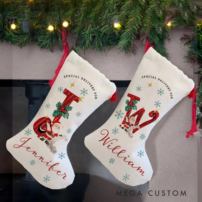 Personalized Christmas Santa Stocking Custom Christmas Stocking Special Delivery Kids Stocking for Christmas Personalized Christmas Family Stocking