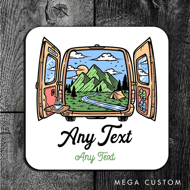 Personalised Campervan Coaster Camper Van Gift  Coaster for Outdoor Travel Lover