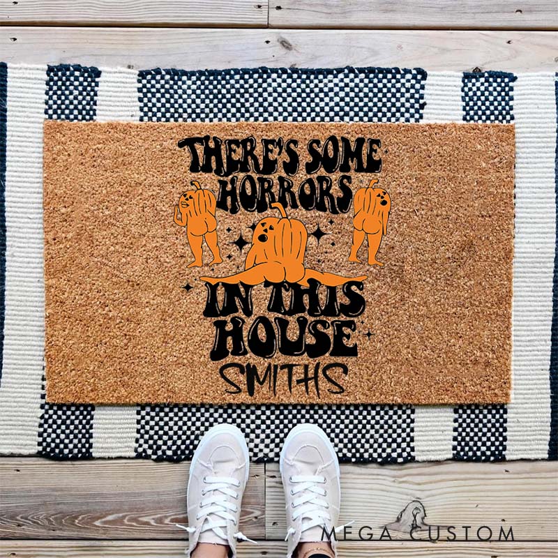 Personalized Haunted Pumpkin Doormat Custom Halloween Welcome Front Doormat Housewarming Gifts First Home Gift Halloween Gift