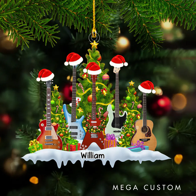 Personalized Name Christmas Ornaments Guitar Ornaments Gifts for Guitar Lover