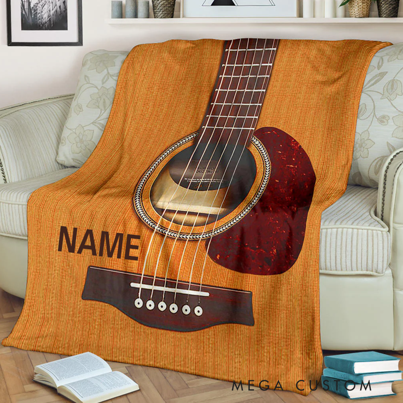 Personalized Name Custom Acoustic Electric Guitar Taurus Blanket Best Gift for Guitarist