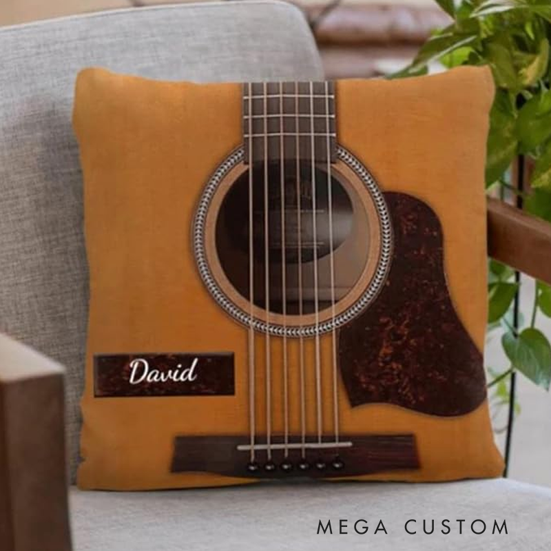 Personalized Name Custom Acoustic Electric Guitar Pillow Best Gift for Guitarist