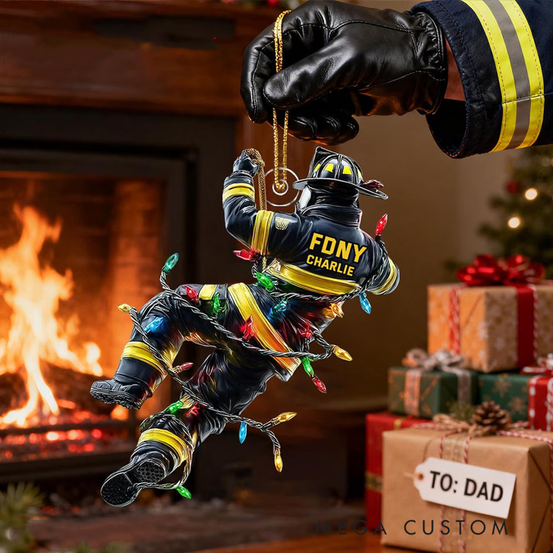 Personalized Firefighter Christmas Ornament with Custom Name Christmas Acrylic Ornament Gift for Firefighters