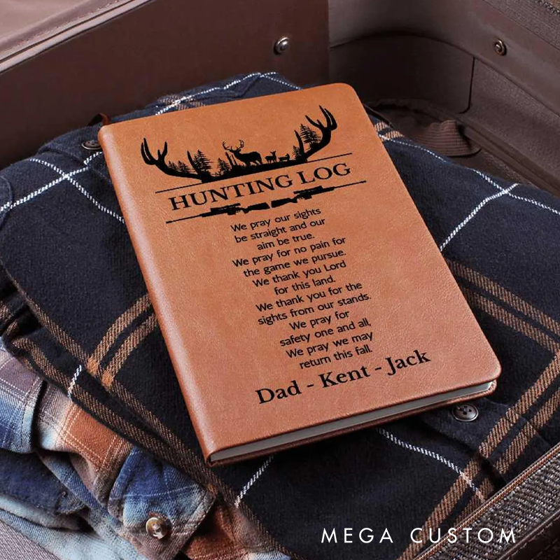 Personalized Hunting Log Book with Hunting Prayer Custom Hunting Journal Gift for Hunter Dad Sons
