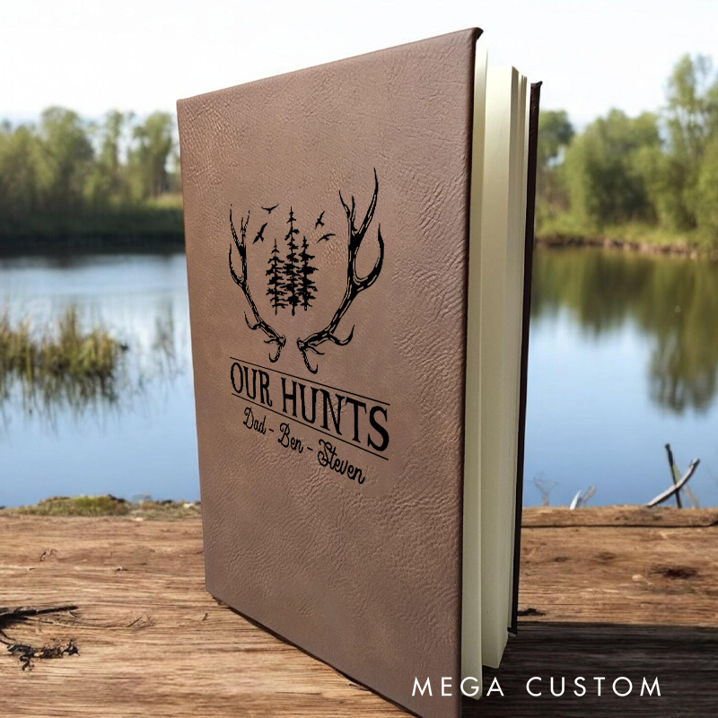 Personalized Shed Hunting Journal Engraved Leatherette Journal for Shed Hunting Notes Custom Journal for Hunters Antler Log Gift for Him