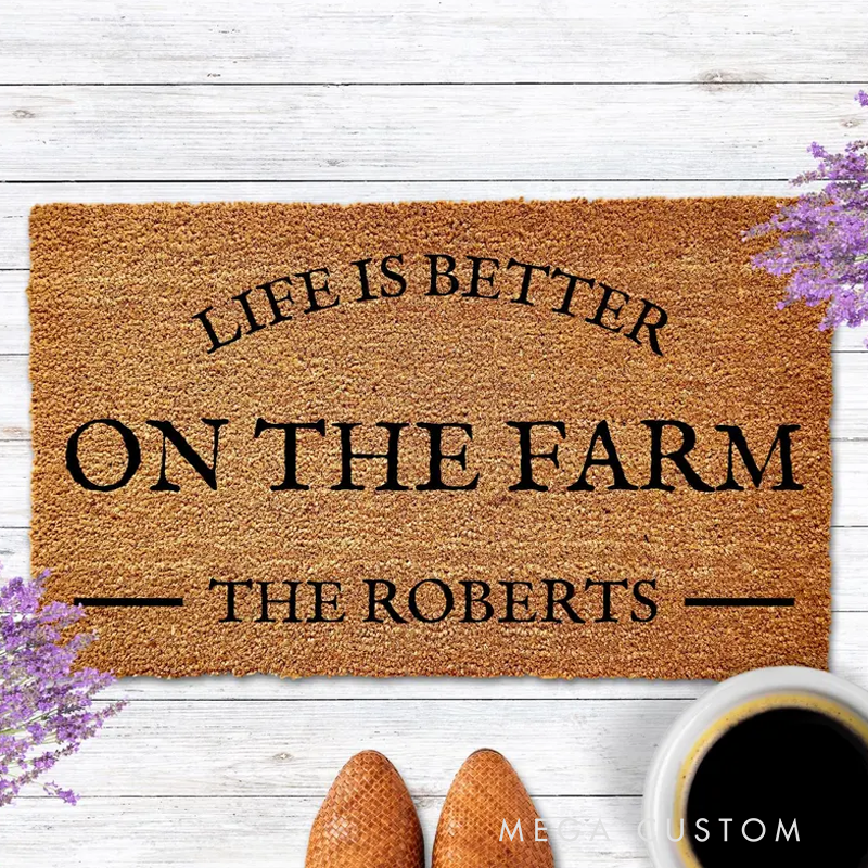 Personalized Farm Doormat Farmhouse Doormat Farmhouse Decor Ranch Door Mat