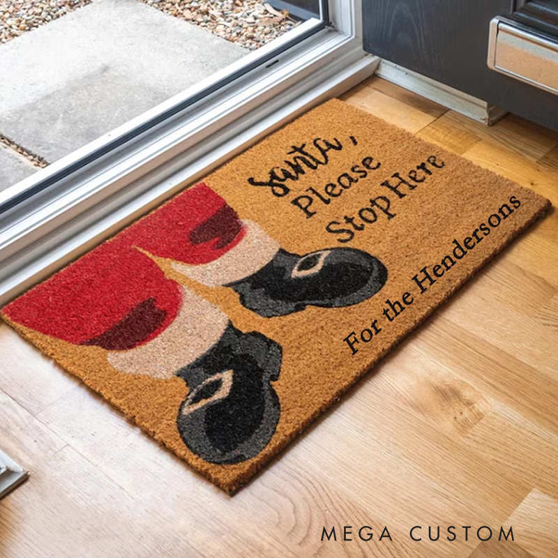 Personalised Doormat Santa Clause Welcome Mat Custom Doormat Personalized Doormat Welcome Door Mat Christmas Doormat